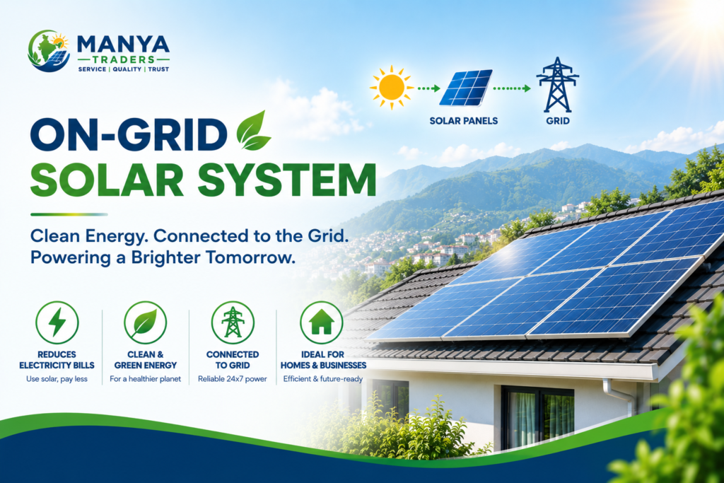 On-grid solar system in Kotdwar for homes and businesses with rooftop solar panels and electricity bill savings